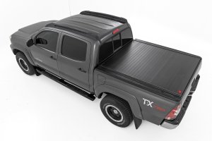 Toyota Tacoma Hard Roll Up Bed Cover - Rough Country - Sleek Flush, Low-Profile Design - Matte Black - '05-'15